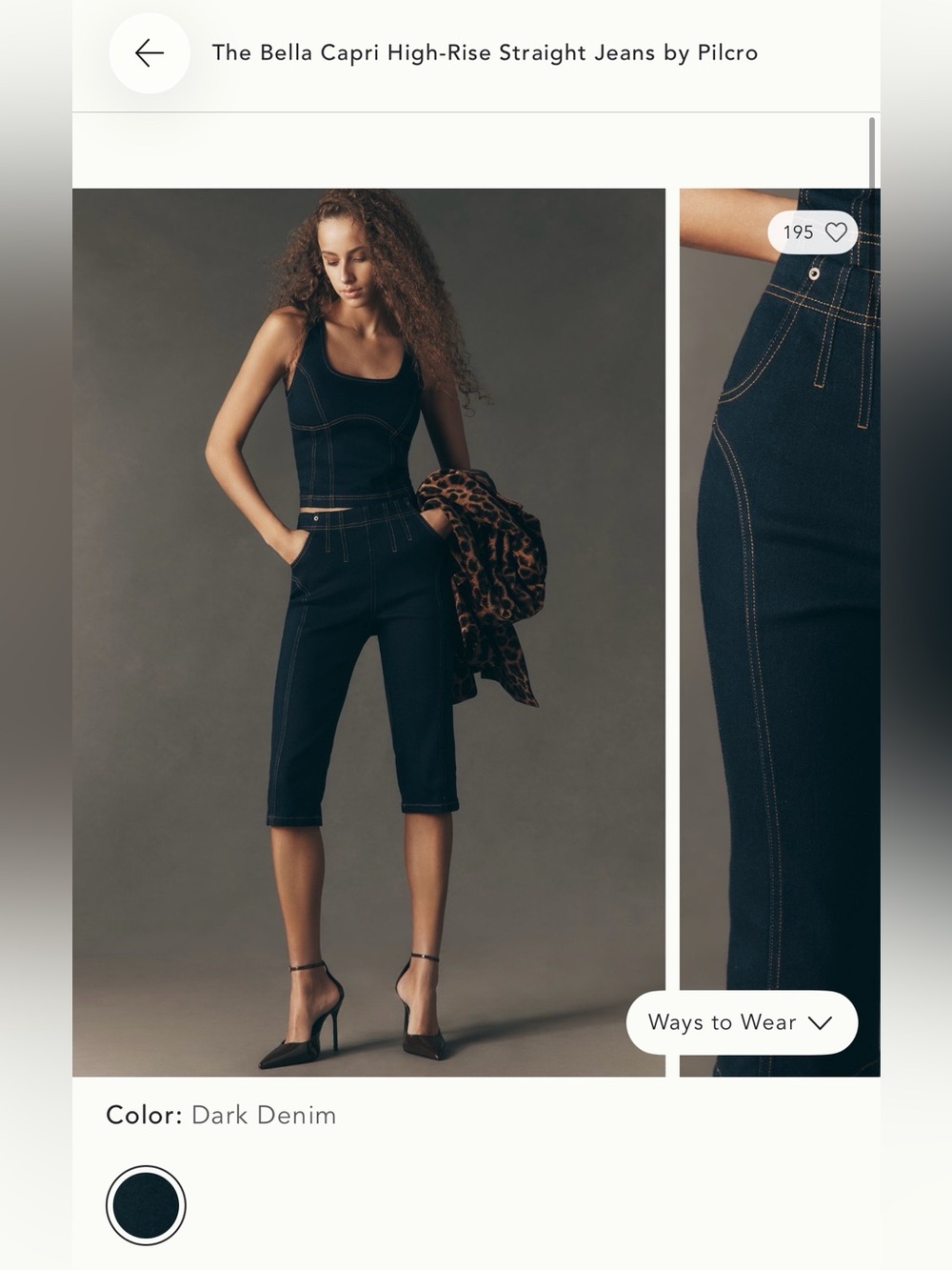 Pilcro Dark Denim Capri Pants with Contrast Stitching